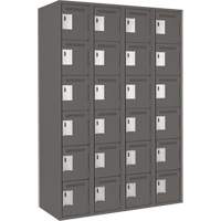 Clean Line Lockerette, 6 -tier, Bank of 4, 48" x 18" x 72", Steel, Charcoal, Rivet (Assembled) O-Max