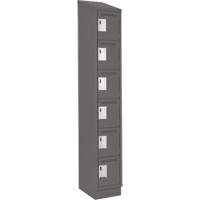 Clean Line Lockerette, 6 -tier, 12" x 18" x 82", Steel, Charcoal, Rivet (Assembled) O-Max