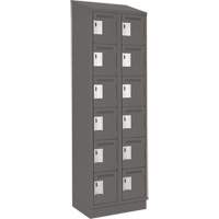 Clean Line Lockerette, 6 -tier, Bank of 2, 24" x 18" x 82", Steel, Charcoal, Rivet (Assembled) O-Max