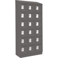 Clean Line Lockerette, 6 -tier, Bank of 3, 36" x 18" x 82", Steel, Charcoal, Rivet (Assembled) O-Max