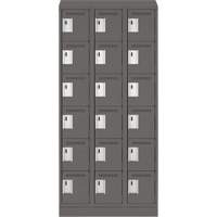 Clean Line Lockerette, 6 -tier, Bank of 3, 36" x 18" x 82", Steel, Charcoal, Rivet (Assembled) O-Max