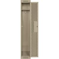 Clean Line Lockers, 12" x 12" x 72", Steel, Beige, Rivet (Assembled), Perforated O-Max