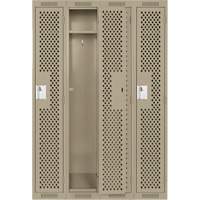 Clean Line Lockers, Bank of 4, 48" x 15" x 72", Steel, Beige, Rivet (Assembled), Perforated O-Max