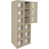 Assembled Lockerettes Clean Line Perforated Economy Lockers, 6 -tier, Bank of 2, 18" x 72" x 12", Steel O-Max