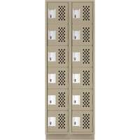 Assembled Lockerettes Clean Line Perforated Economy Lockers, 6 -tier, Bank of 2, 18" x 72" x 12", Steel O-Max