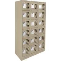 Assembled Lockerettes Clean Line Perforated Economy Lockers, 6 -tier, Bank of 3, 18" x 72" x 12", Steel O-Max