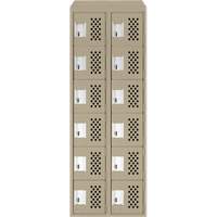 Assembled Lockerettes Clean Line Perforated Economy Lockers, 6 -tier, Bank of 2, 18" x 72" x 12", Steel O-Max