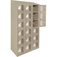 Assembled Lockerettes Clean Line Perforated Economy Lockers, 6 -tier, Bank of 3, 18" x 72" x 12", Steel O-Max