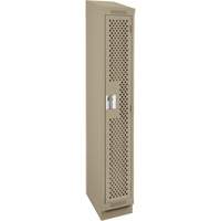Clean Line Lockers, 12" x 18" x 82", Steel, Beige, Rivet (Assembled), Perforated O-Max