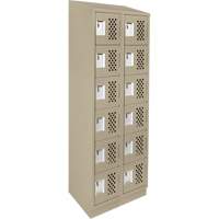 Clean-Line Perforated Lockerette, 6 -tier, Bank of 2, 12" x 72" x 12", Steel O-Max