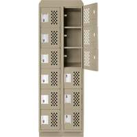 Clean-Line Perforated Lockerette, 6 -tier, Bank of 2, 12" x 72" x 12", Steel O-Max