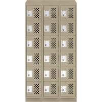 Petit casier perfor&eacute; Clean-Line, 6 niveaux, Bloc de 3, 12" x 72" x 12", Acier O-Max