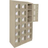 Petit casier perfor&eacute; Clean-Line, 6 niveaux, Bloc de 3, 12" x 72" x 12", Acier O-Max