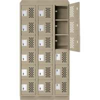 Petit casier perfor&eacute; Clean-Line, 6 niveaux, Bloc de 3, 12" x 72" x 12", Acier O-Max