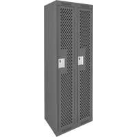 Clean Line Lockers, Bank of 2, 24" x 12" x 72", Steel, Charcoal, Rivet (Assembled), Perforated O-Max