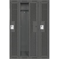 Clean Line Lockers, Bank of 4, 48" x 15" x 72", Steel, Charcoal, Rivet (Assembled), Perforated O-Max