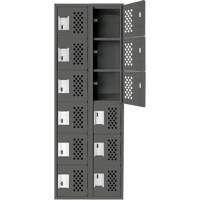 Assembled Lockerettes Clean Line Perforated Economy Lockers, 6 -tier, Bank of 2, 18" x 72" x 12", Steel O-Max
