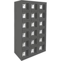 Assembled Lockerettes Clean Line Perforated Economy Lockers, 6 -tier, Bank of 3, 18" x 72" x 12", Steel O-Max