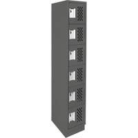 Assembled Lockerettes Clean Line Perforated Economy Lockers, 6 -tier, 18" x 72" x 12", Steel O-Max