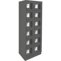 Assembled Lockerettes Clean Line Perforated Economy Lockers, 6 -tier, Bank of 2, 18" x 72" x 12", Steel O-Max