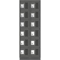 Assembled Lockerettes Clean Line Perforated Economy Lockers, 6 -tier, Bank of 2, 18" x 72" x 12", Steel O-Max
