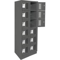 Assembled Lockerettes Clean Line Perforated Economy Lockers, 6 -tier, Bank of 2, 18" x 72" x 12", Steel O-Max