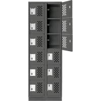 Assembled Lockerettes Clean Line Perforated Economy Lockers, 6 -tier, Bank of 2, 18" x 72" x 12", Steel O-Max
