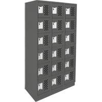 Assembled Lockerettes Clean Line Perforated Economy Lockers, 6 -tier, Bank of 3, 18" x 72" x 12", Steel O-Max