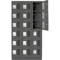 Assembled Lockerettes Clean Line Perforated Economy Lockers, 6 -tier, Bank of 3, 18" x 72" x 12", Steel O-Max
