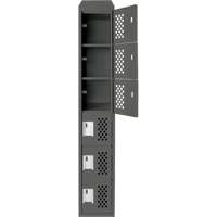 Assembled Lockerettes Clean Line Perforated Economy Lockers, 6 -tier, 18" x 72" x 12", Steel O-Max