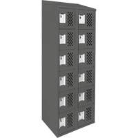 Assembled Lockerettes Clean Line Perforated Economy Lockers, 6 -tier, Bank of 2, 18" x 72" x 12", Steel O-Max
