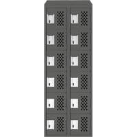 Assembled Lockerettes Clean Line Perforated Economy Lockers, 6 -tier, Bank of 2, 18" x 72" x 12", Steel O-Max