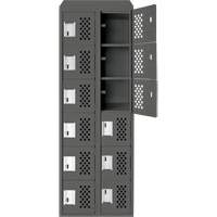 Assembled Lockerettes Clean Line Perforated Economy Lockers, 6 -tier, Bank of 2, 18" x 72" x 12", Steel O-Max