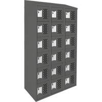 Assembled Lockerettes Clean Line Perforated Economy Lockers, 6 -tier, Bank of 3, 18" x 72" x 12", Steel O-Max