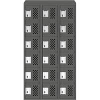 Assembled Lockerettes Clean Line Perforated Economy Lockers, 6 -tier, Bank of 3, 18" x 72" x 12", Steel O-Max
