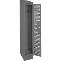 Clean Line Lockers, 12" x 18" x 82", Steel, Charcoal, Rivet (Assembled), Perforated O-Max