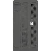 Clean Line Lockers, Bank of 3, 36" x 18" x 82", Steel, Charcoal, Rivet (Assembled), Perforated O-Max