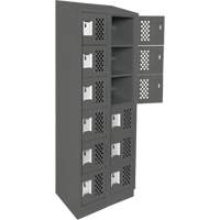 Assembled Lockerettes Clean Line Perforated Economy Lockers, 6 -tier, Bank of 2, 18" x 72" x 12", Steel O-Max