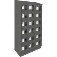 Petit casier perfor&eacute; Clean-Line, 6 niveaux, Bloc de 3, 12" x 72" x 12", Acier O-Max