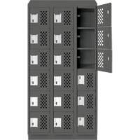 Petit casier perfor&eacute; Clean-Line, 6 niveaux, Bloc de 3, 12" x 72" x 12", Acier O-Max