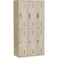 Concorde Heavy-Duty Lockers, 2 -tier, Bank of 3, 36" x 18" x 72", Steel, Beige, Welded (Assembled) O-Max