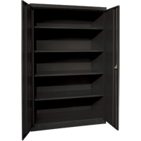 Armoires de rangement Hi-Boy profondes, Acier, 4 Tablettes, 72" h x 36" la x 24" P, Noir O-Max