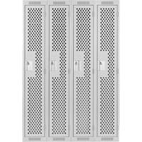 Clean Line Lockers, Bank of 4, 48" x 15" x 72", Steel, Grey, Rivet (Assembled), Perforated O-Max