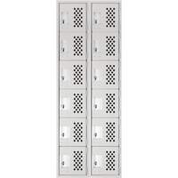 Clean Line Lockerettes, 6 -tier, Bank of 2, 18" x 72" x 12", Steel O-Max