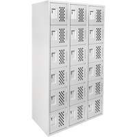Clean Line Lockerettes, 6 -tier, Bank of 3, 18" x 72" x 12", Steel O-Max