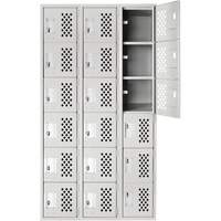 Clean Line Lockerettes, 6 -tier, Bank of 3, 18" x 72" x 12", Steel O-Max