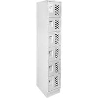 Assembled Lockerettes Clean Line Perforated Economy Lockers, 6 -tier, 18" x 72" x 12", Steel O-Max