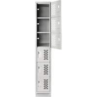 Assembled Lockerettes Clean Line Perforated Economy Lockers, 6 -tier, 18" x 72" x 12", Steel O-Max