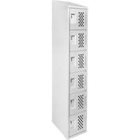 Assembled Lockerettes Clean Line Perforated Economy Lockers, 6 -tier, 18" x 72" x 12", Steel O-Max