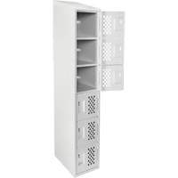 Assembled Lockerettes Clean Line Perforated Economy Lockers, 6 -tier, 18" x 72" x 12", Steel O-Max
